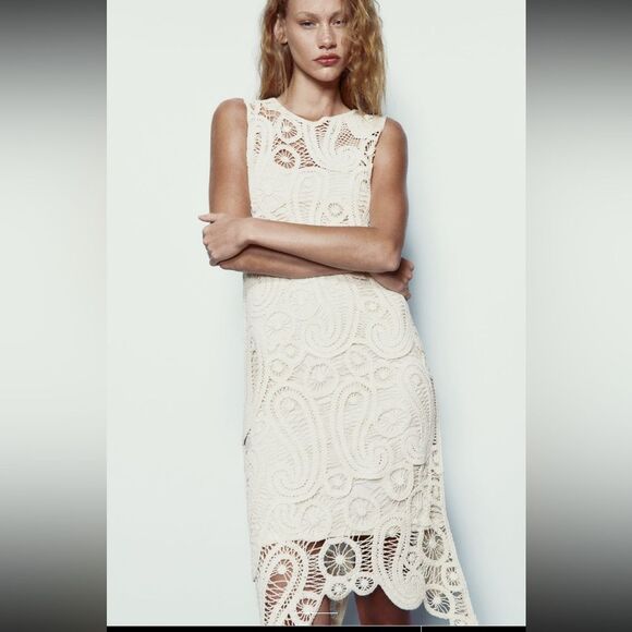 ZARA ASYMMETRIC CROCHET DRESS - Picture 7 of 10